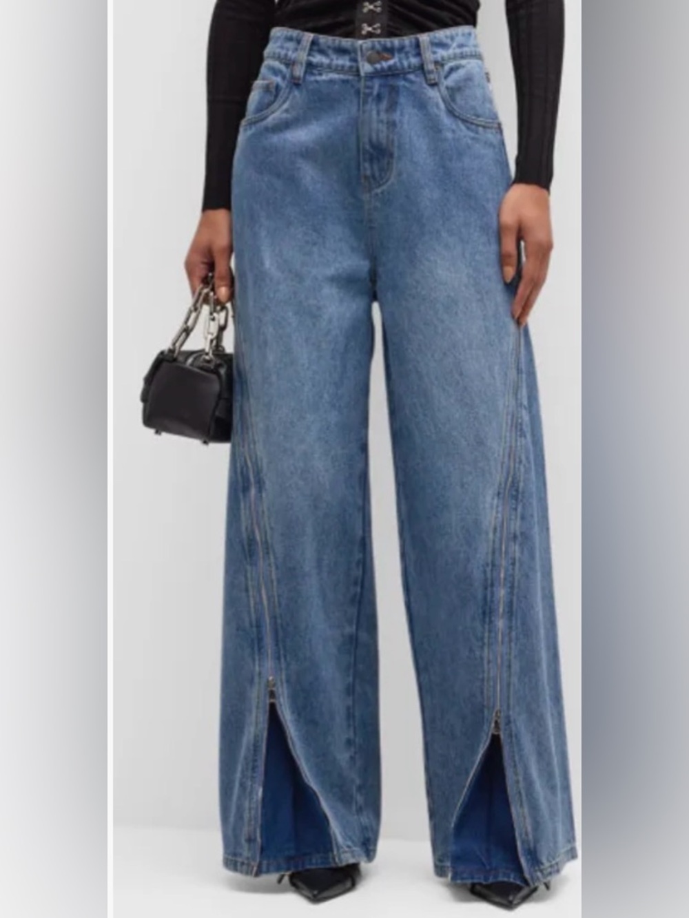 Zipper Wide-leg Jeans